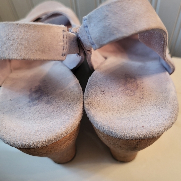 UGG Hazel Blush Pink Suede Sling Back Cork Wedge Sandals Size 9 - Picture 6 of 10